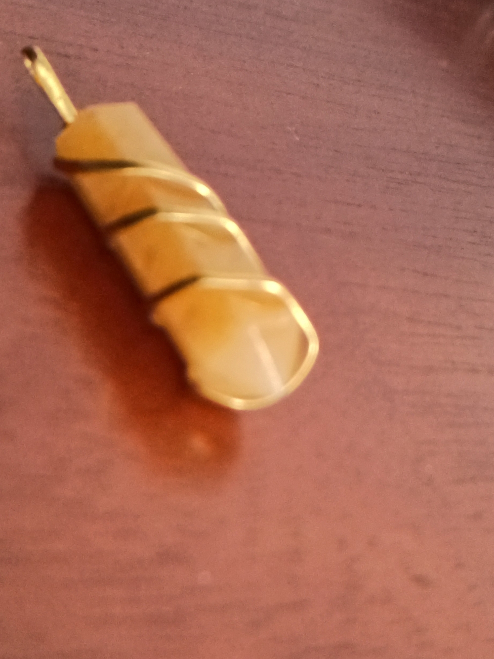 Yellow Quartz Crystal Pendant Wire-Wrapped Necklace Charm (1) - Picture 5 of 6